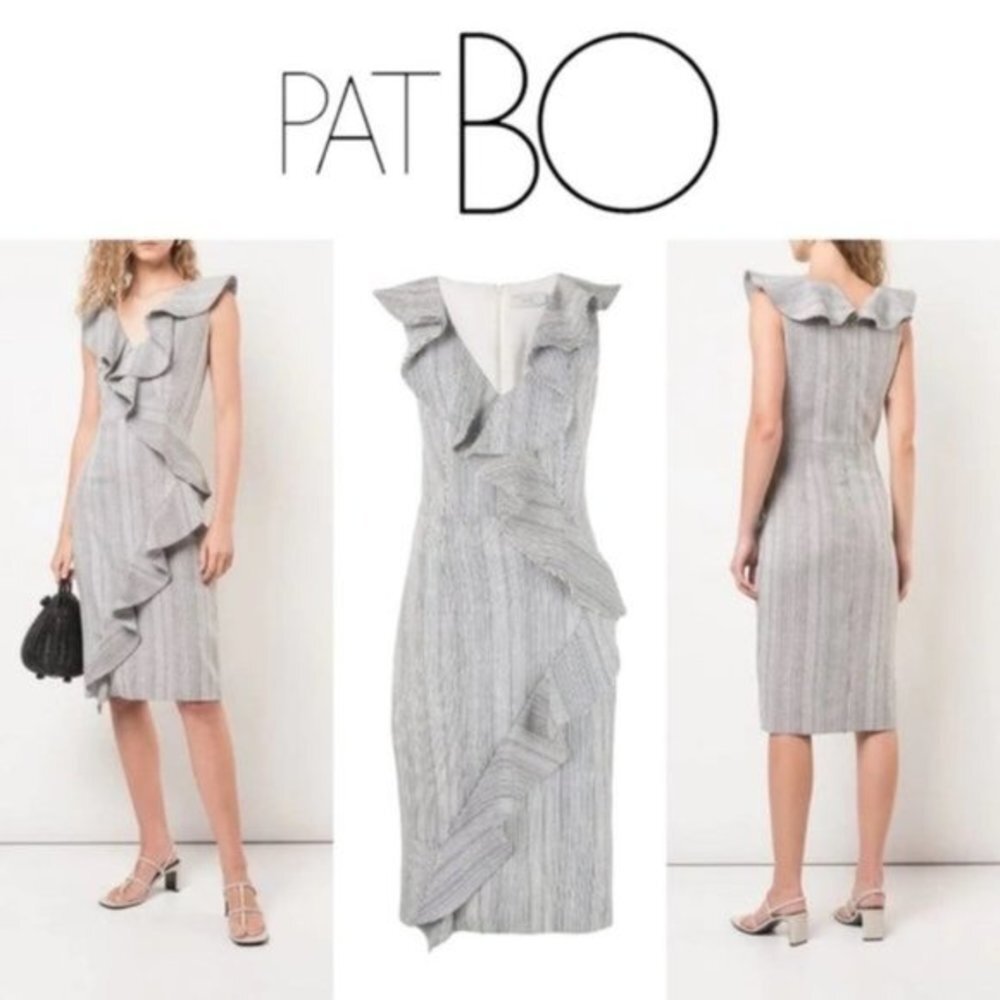 NWT PatBO  Striped‎ Ruffle Midi Dress Women Size 10